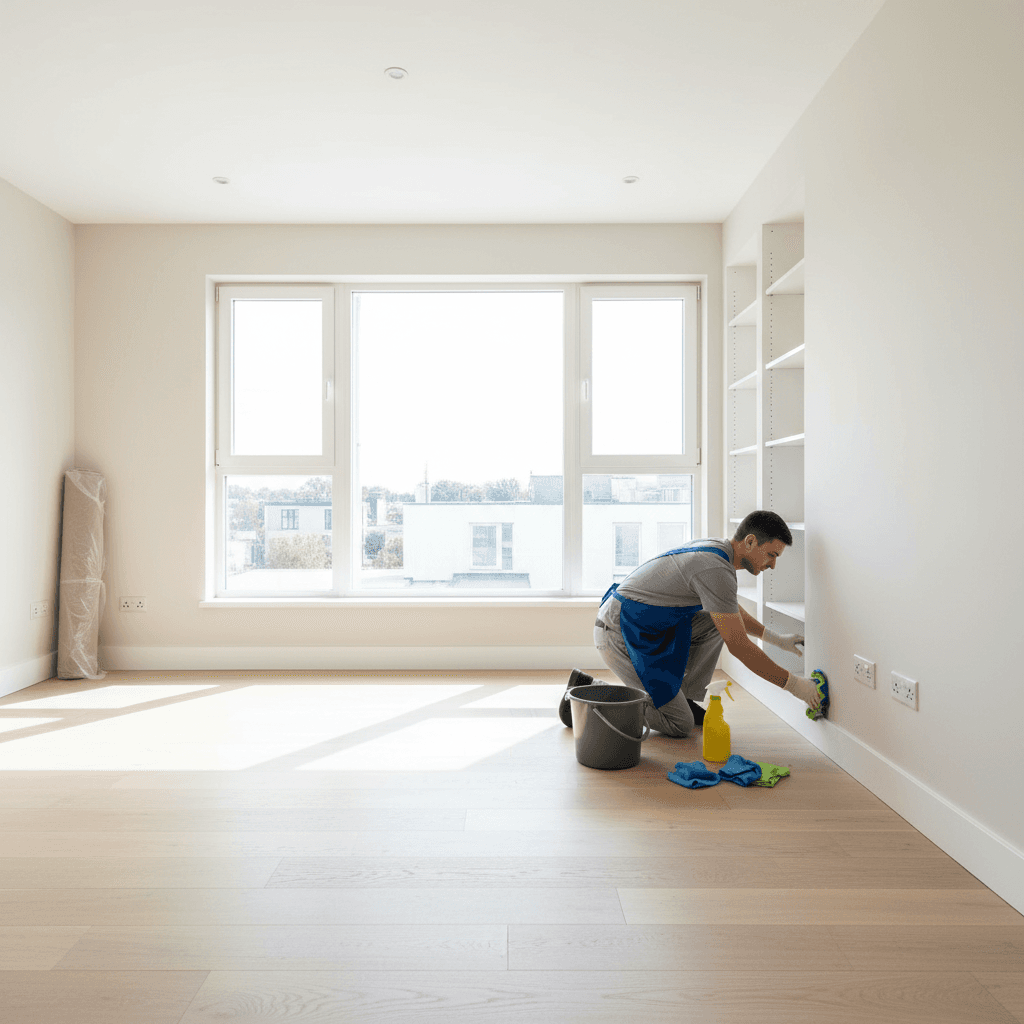 Move-out cleaning preparation of an empty residential space