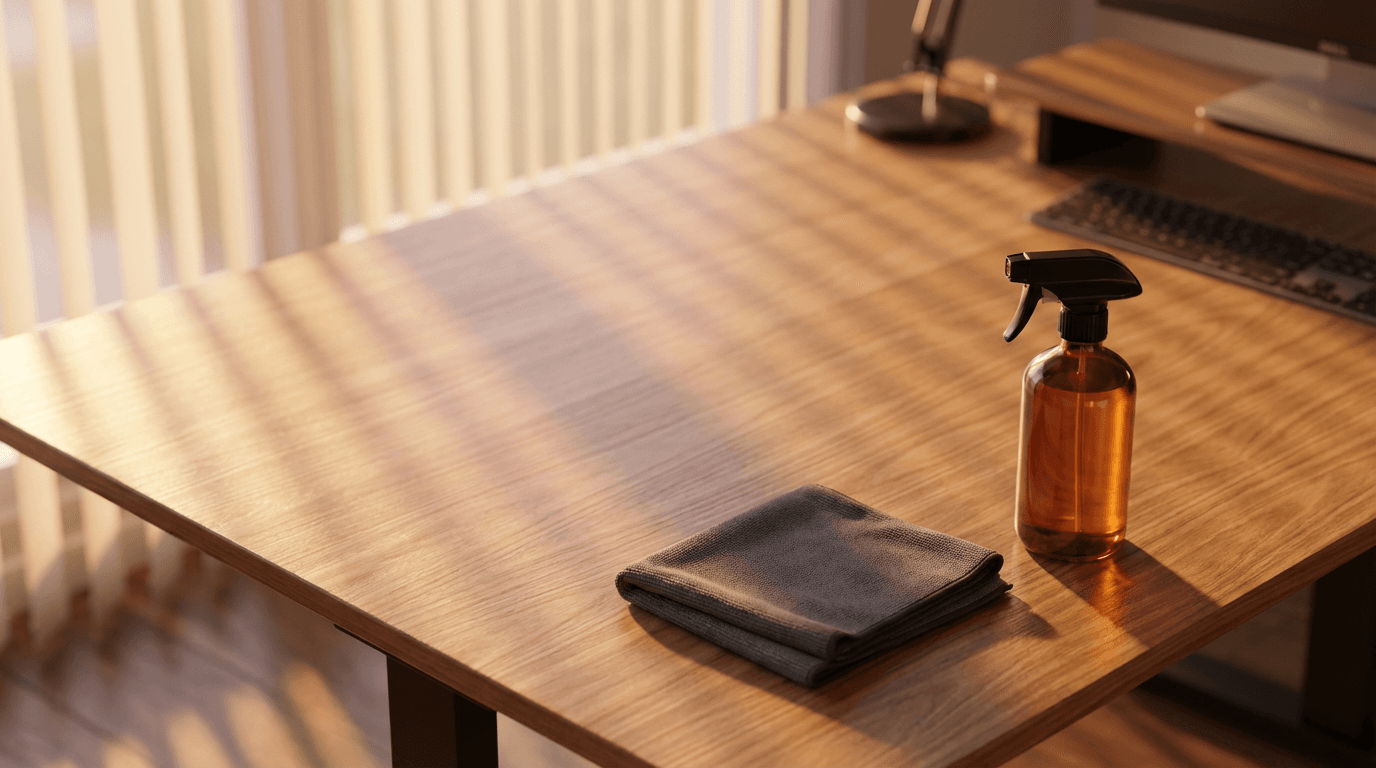 Professional cleaner maintaining a commercial office space